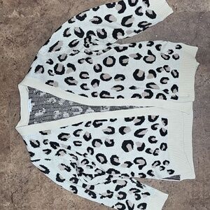 AMARYLLIS Leopard Print Open Front Cardigan with Pockets size Medium/Large
